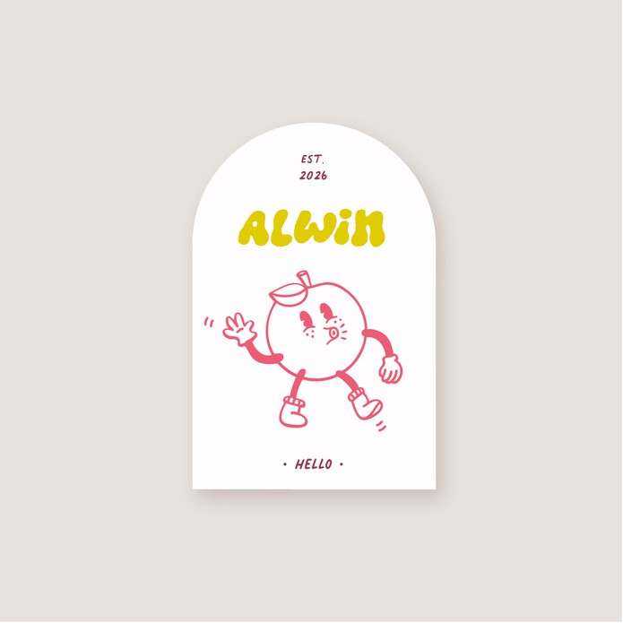 Nostalgisch retro geboortekaartje appel • speciale vorm • ALWIN