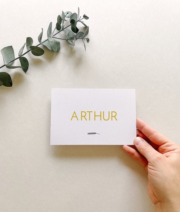 Geboortekaartje minimalistische naam • A6 postkaart • ARTHUR