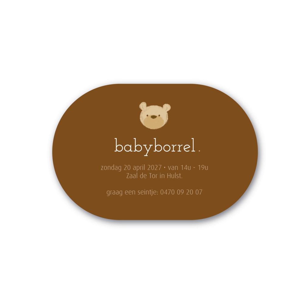 Babyborrelkaartje VORM OVAAL • HENRI • 55x85mm