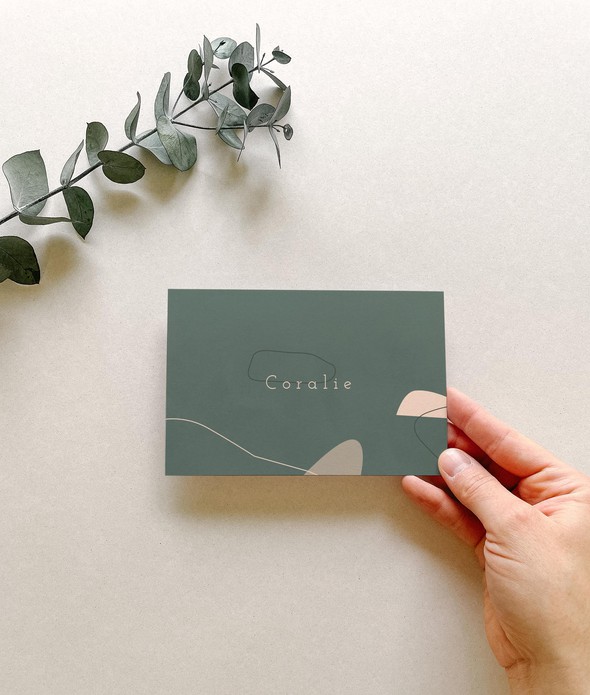 Geboortekaartje stijlvol met organische vormen • A6 postkaart • CORALIE