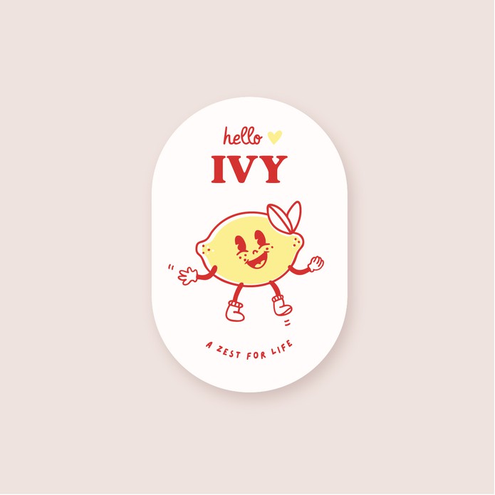 Geboortekaartje retro en speels • speciale vorm • IVY