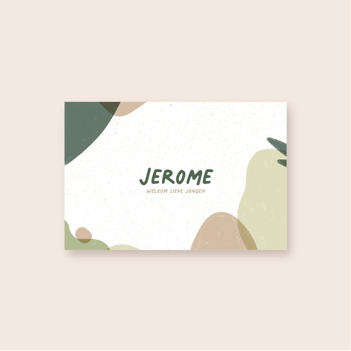 Geboortekaartje kleurvlakken jongen of meisje • A6 postkaart • JEROME