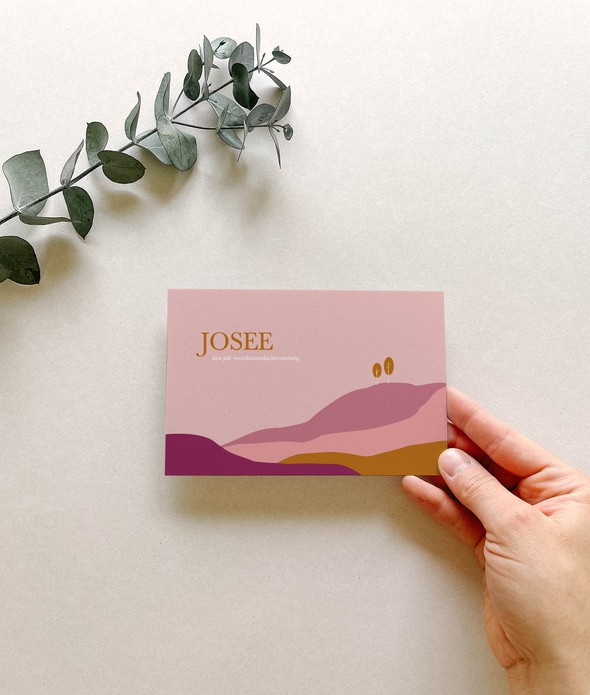 Geboortekaartje minimalistisch landschap en bergen • A6 postkaart • JOSEE