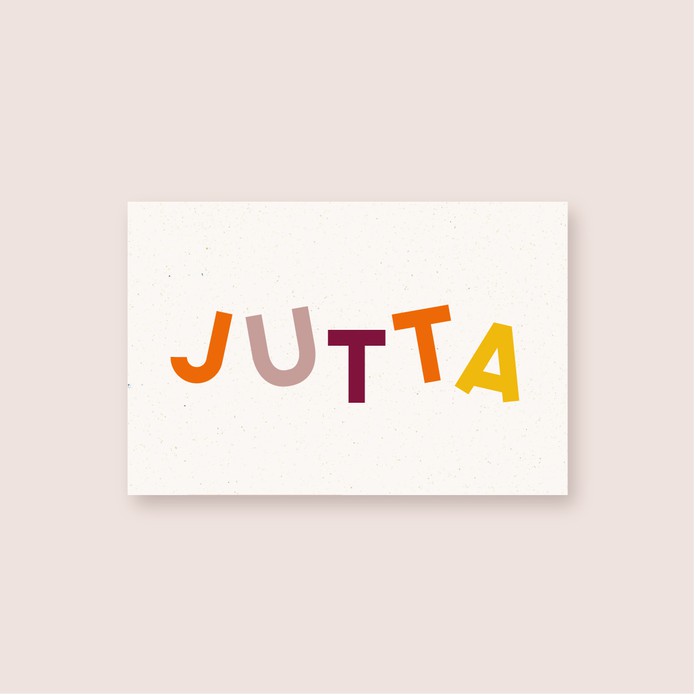 Geboortekaartje kleurrijk met speelse letters • A6 postkaart • JUTTA