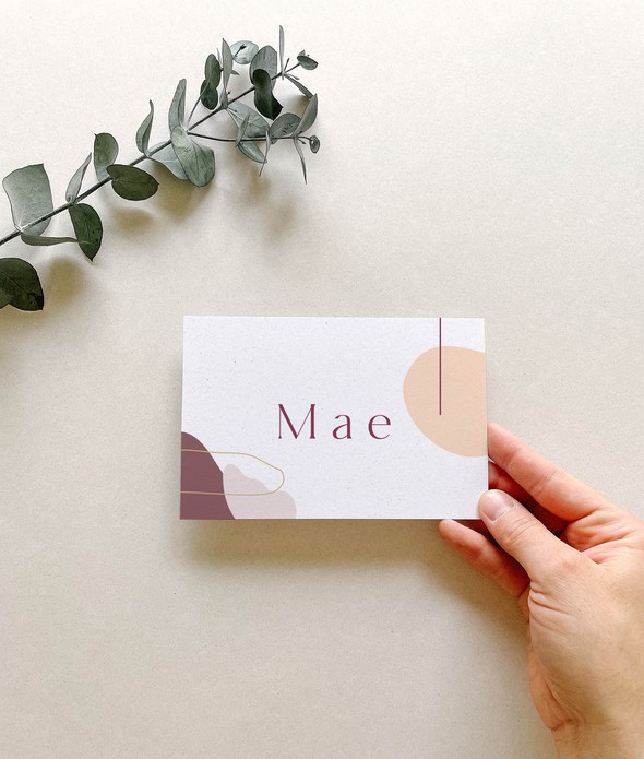 Geboortekaartje minimalisme met organische vlakken • A6 postkaart • MAE