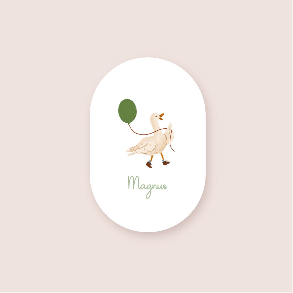Geboortekaartje gans ballon • speciale vorm • MAGNUS