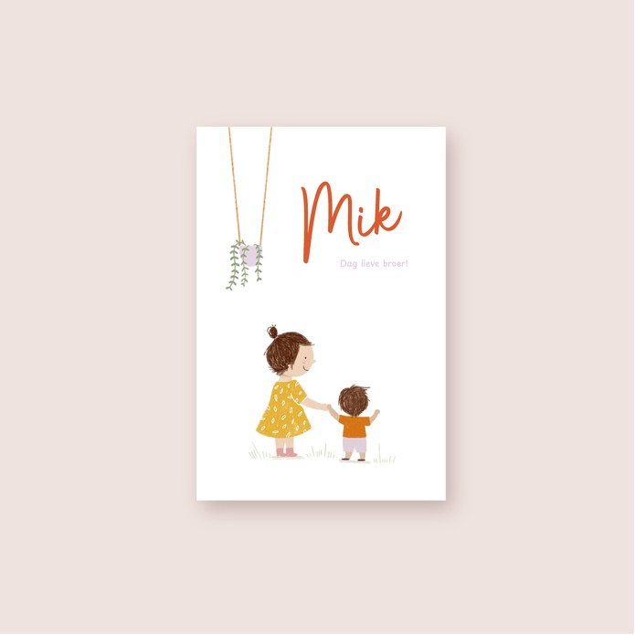 Geboortekaartje met tekening van schattige broer of zus • MIK