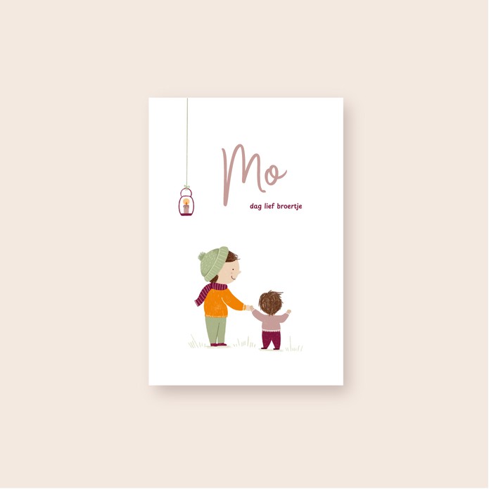 Geboortekaartje met wintertekening van schattige broer of zus • Mo