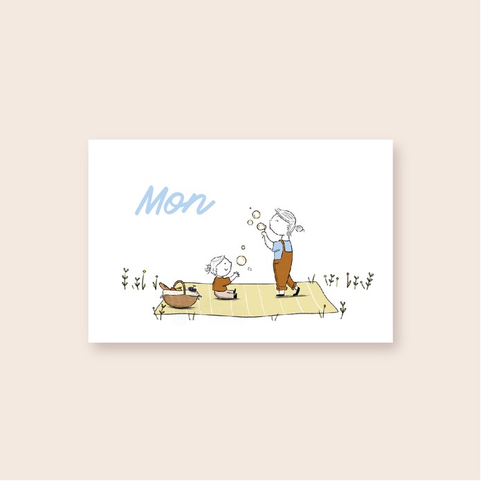 Geboortekaartje picknick bellenblazen broer of zus • A6 postkaart • MON