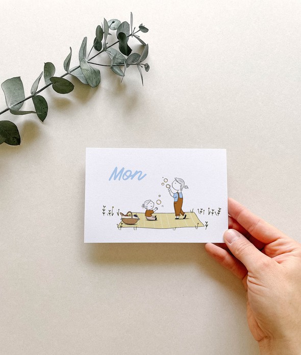 Geboortekaartje picknick bellenblazen broer of zus • A6 postkaart • MON