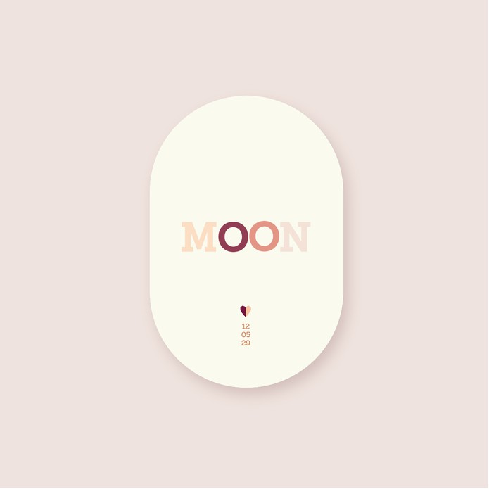 Geboortekaartje minimalistisch met bloemetje • speciale vorm • MOON