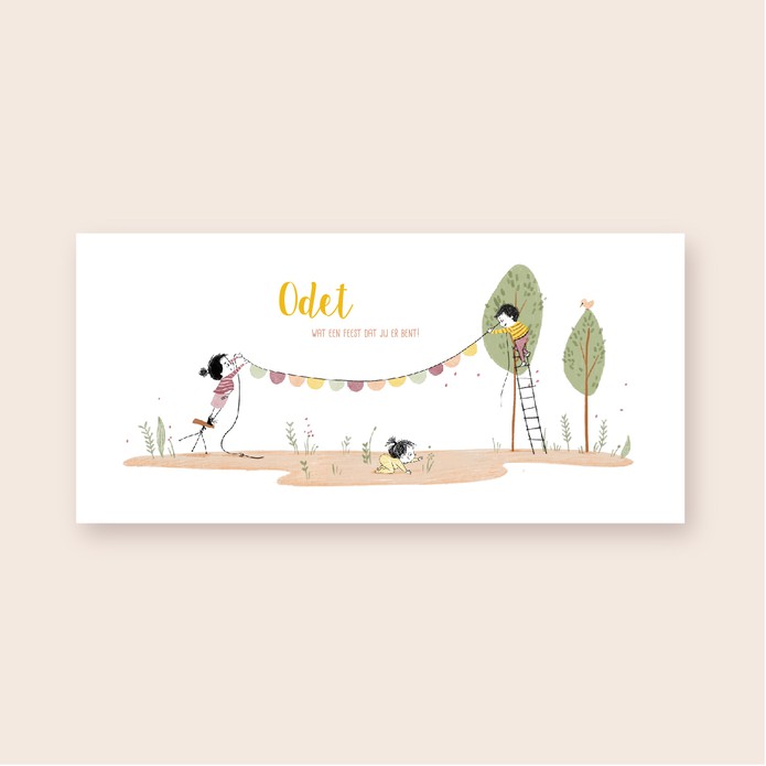 Geboortekaartje met schattige illustratie broer zus • US formaat • ODET