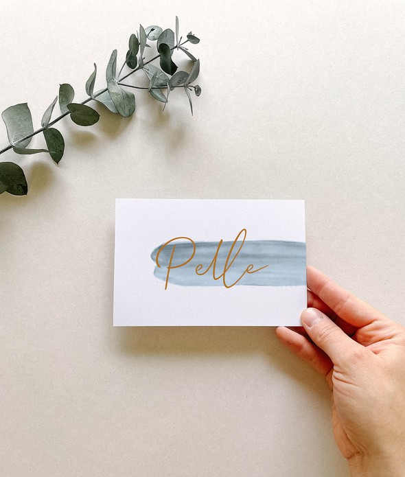 Geboortekaartje minimalistische naam aquarel • A6 postkaart • PELLE