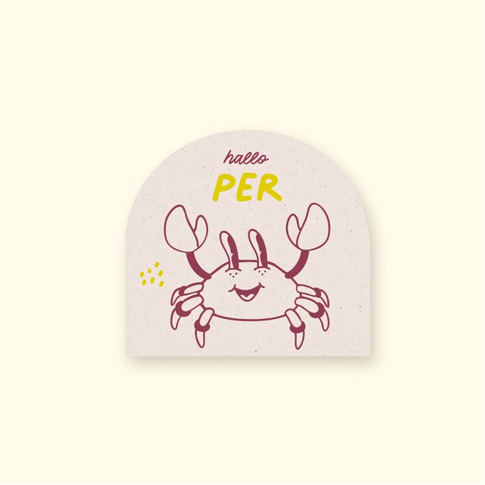 Geboortekaartje met schattige retro krab • speciale vorm • PER