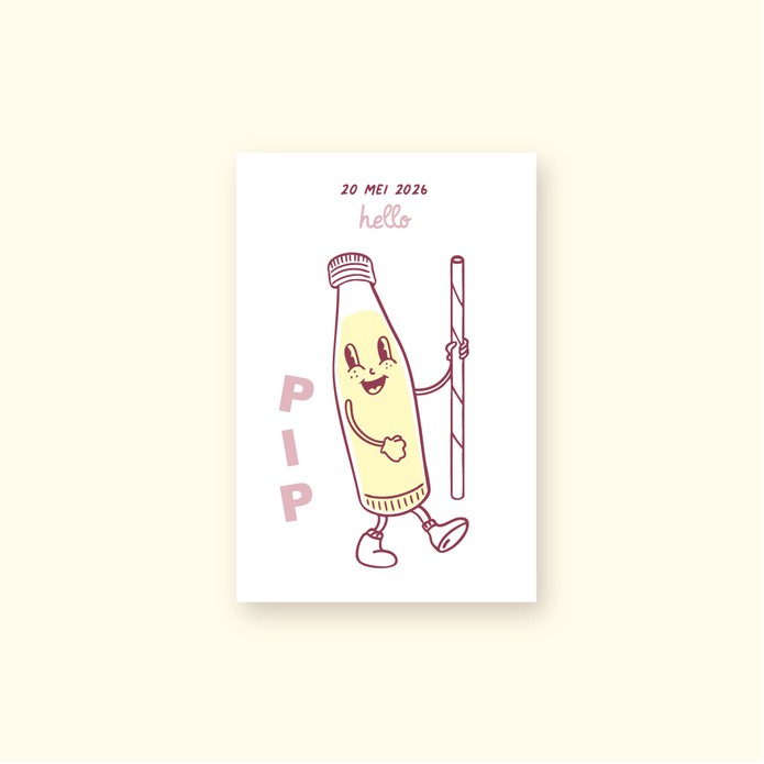 Geboortekaartje unisex met retro appelsapje • PIP