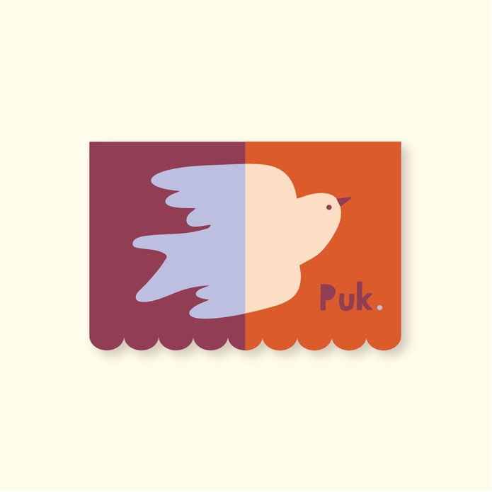 Geboortekaartje abstracte vogel colourblock • PUK