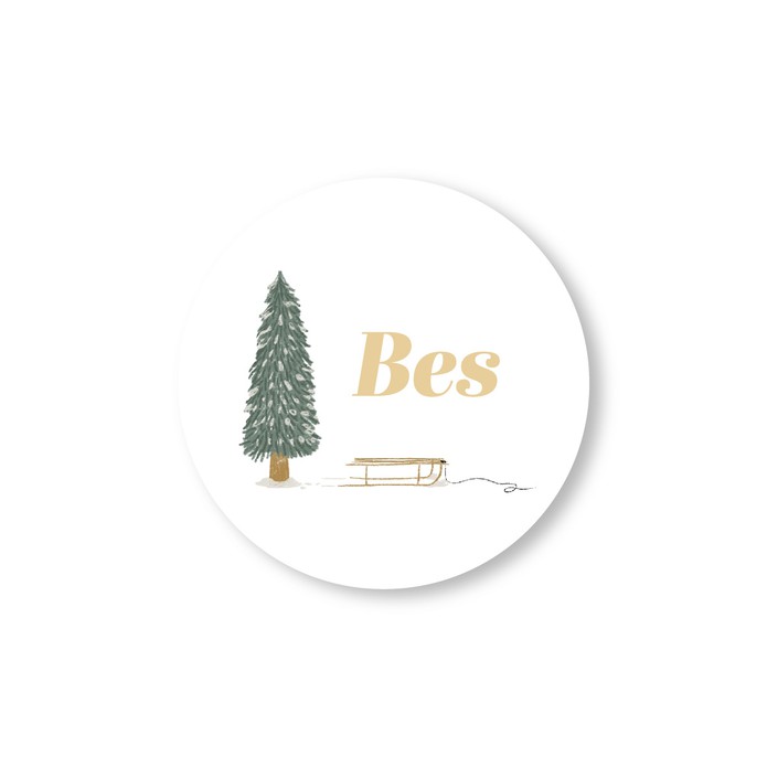 BES • Naamsticker rond 3cm • per vel van 40 stickers