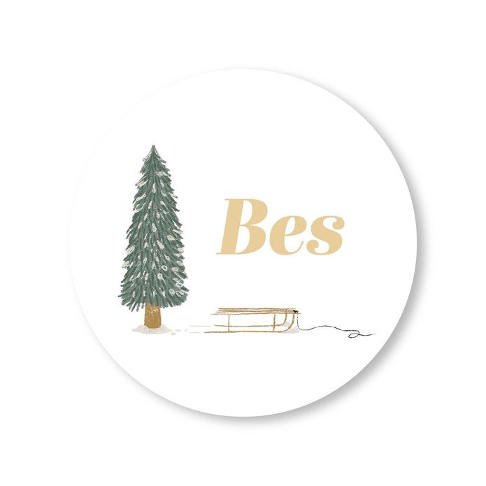BES • Naamsticker rond 4cm • per vel van 24 stickers