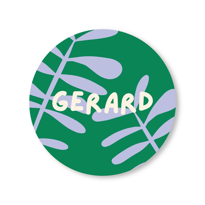 GERARD - naamsticker • rond 4cm • per vel van 24 stickers
