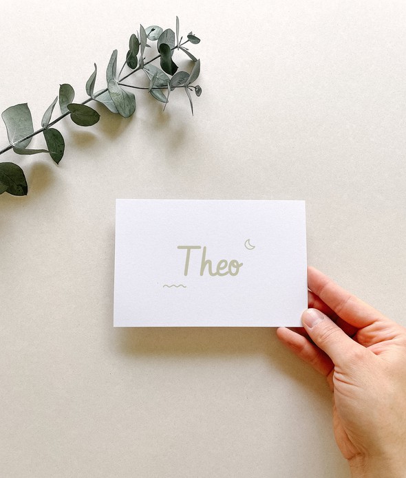 Geboortekaartje unisex minimalistisch letterpress • THEO