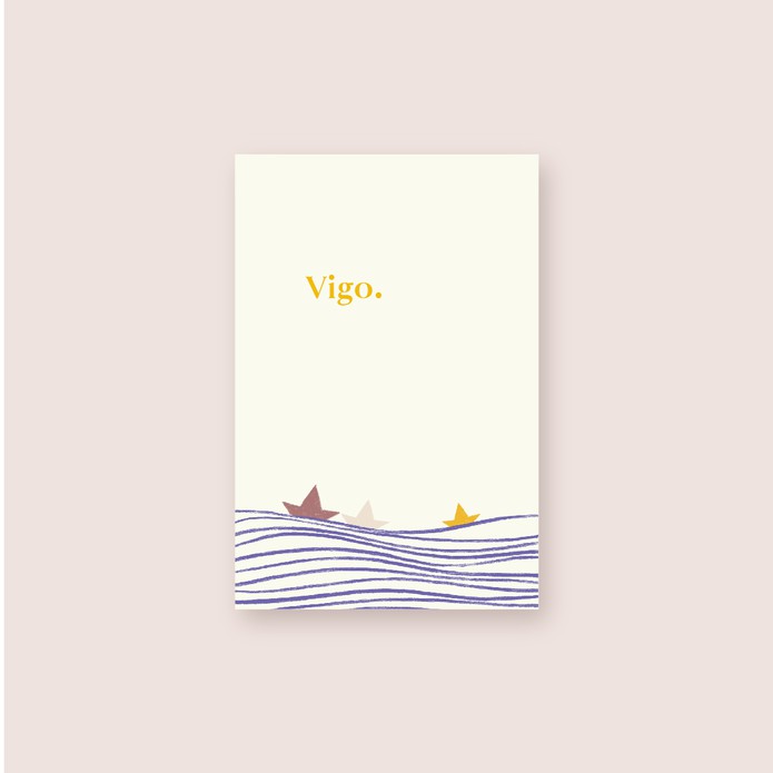 Geboortekaartje golven met papieren bootje • VIGO